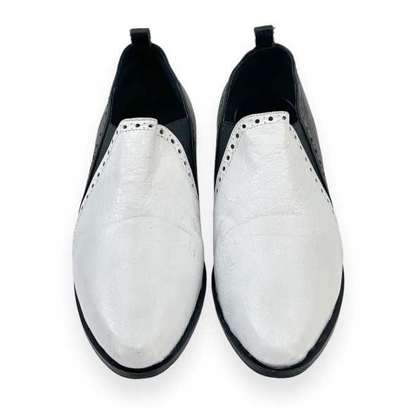 Paula Cahen D’Anvers Black & White Laceless Brogue Style Leather Loafers sz 37 - Picture 3 of 7